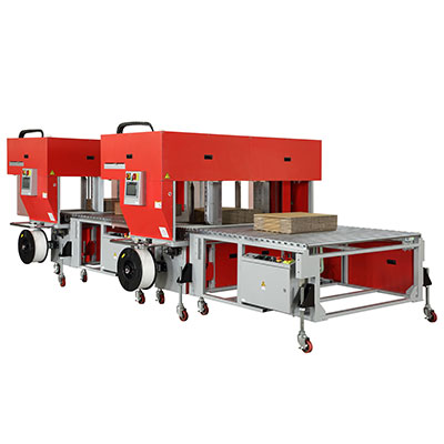 TP-702CQ3-T Tandem High Speed Corrugated Strapper with Integrated Squaring System