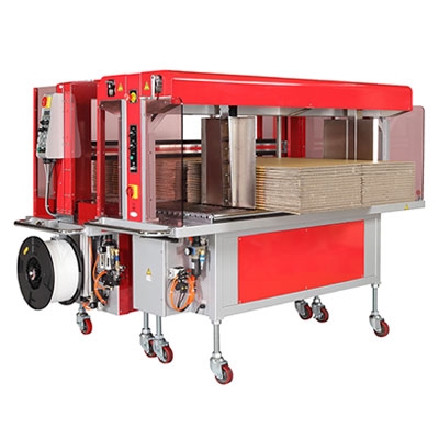 TP-702CCQ Corrugated 3-Side Bundle Squaring and Strapping System